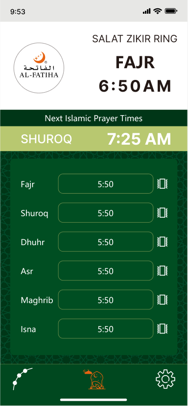Prayer Time Screen